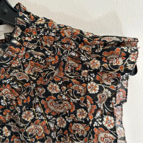 Boden Ruched Detail Metallic Thread Paisley Print Blouse Top Women’s Size 14 US - Picture 2 of 11